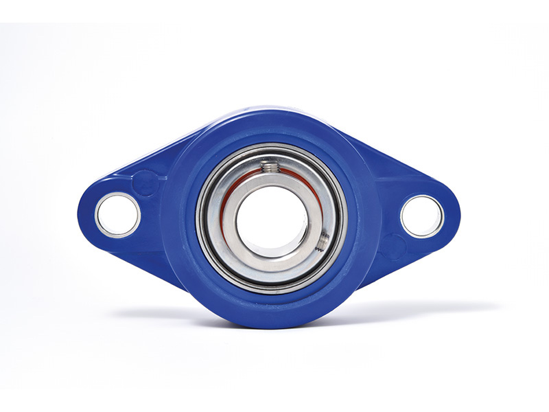MOVET® Blue Hygienic 2-hole flange bearing NFL 203, housing blue, MB stainless steel, Ø 17 mm