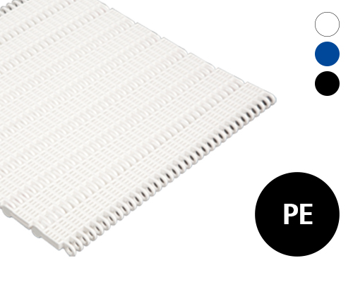 Modular plastic belt 25-600 lattice-shaped surface, 20 % flow, p=25  PE natural, blue, FDA, USDA, FSIS