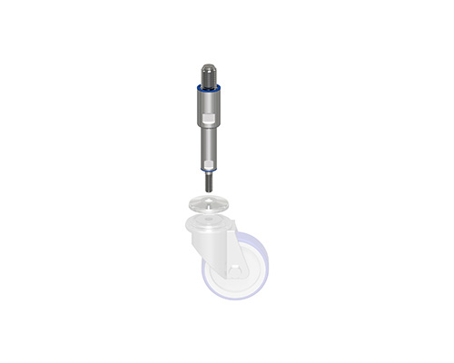 TEKNOCLEAN Spindel für Lenkrollen VA M24x150, Zapfen M12
