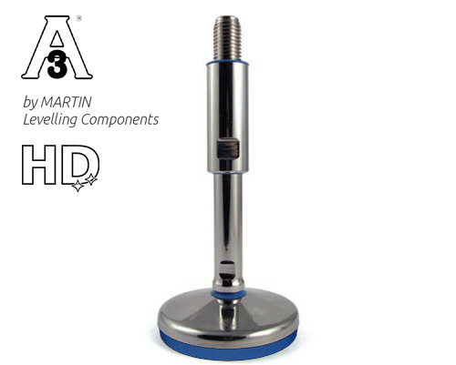 Levelling foot TEKNO-HYGIENIC 3-A, Ø 120 mm Stainless steel, M36 x 235 mm, EPDM