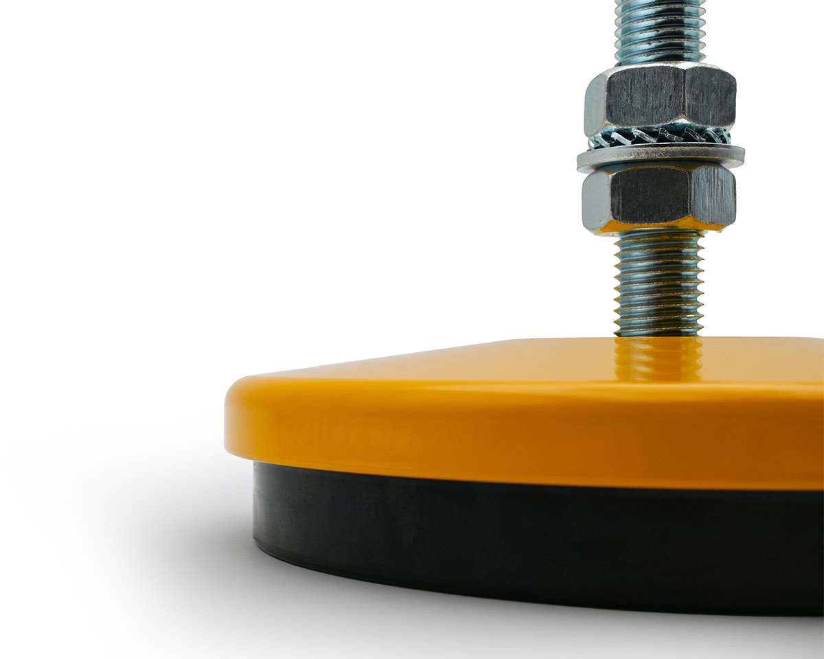 Element 2 von 4 (Bild) – Maschinenfuß / Stellfuß ANTIVIBRATION, Ø 120 mm Stahl, M16 x 125 mm, gelb, NBR