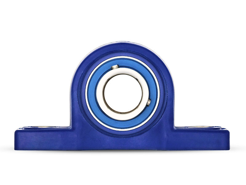 MOVET® Blue Hygiene Stehlager PPL 206, PBT Kunststoff Gehäuse blau, ohne Schmiernippel, Bohrungsabstand 119 mm, MB Einsatz