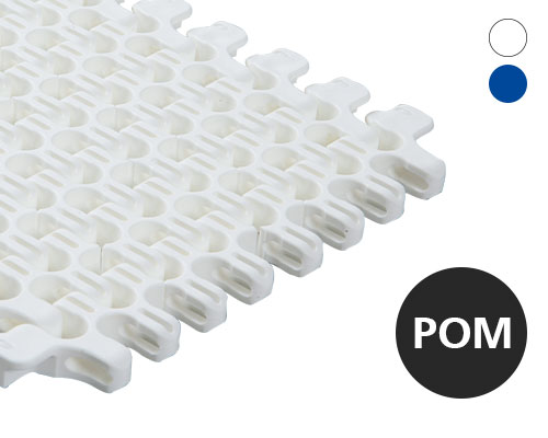 Element 2 of 2 (image) – Modular radius belt S101, lattice-shaped surface, 57 % flow, 25 mm pitch, POM, FDA