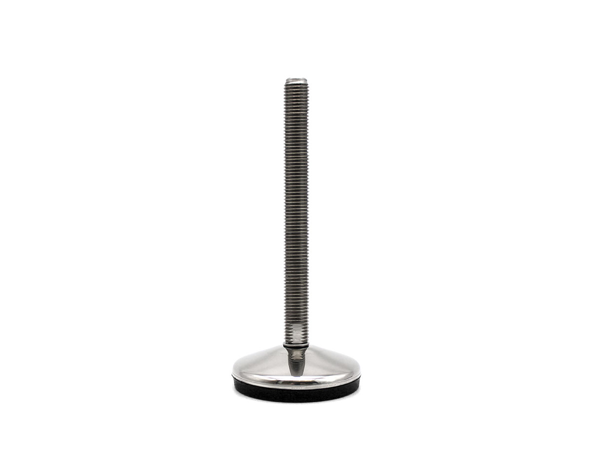 Stellfuß mit Gelenk VULCANIZED Edelstahl, Ø 80 mm, M16 x 150 mm Edelstahl, Antirutsch NBR schwarz