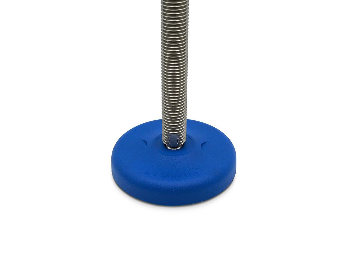 Element 2 von 3 (Bild) – Maschinenfuß / Gelenkfuß ECO30 PA blau, Ø 123 mm, M20 x 200 mm Edelstahl, Bohrungen