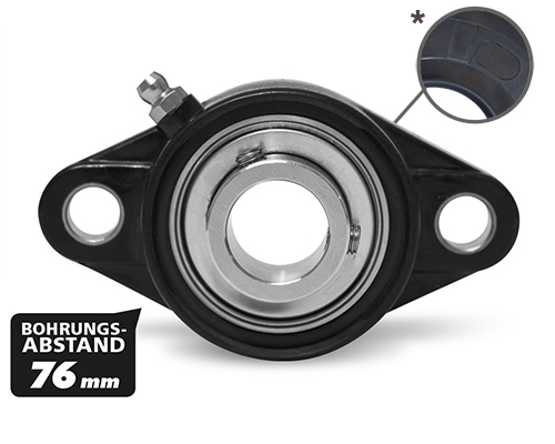Element 2 of 3 (image) – MOVET® 2-hole flange bearing LNFL 204, housing black, MB stainless steel, Ø 20 mm