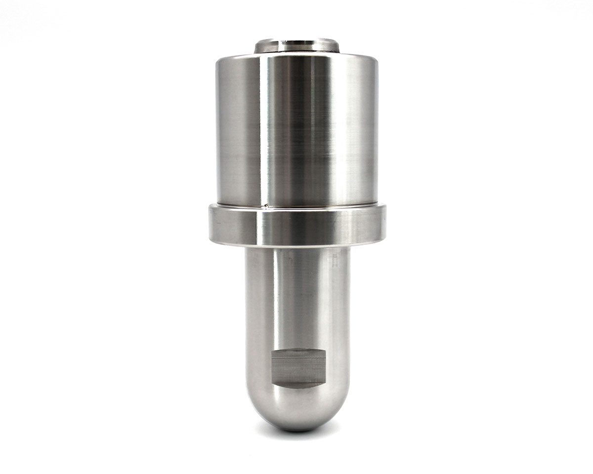 Kalottenbolzen Spindel Edelstahl 1 1/4" G Feingewinde, mit (Einschweiss-)Hülse h= 60mm, Verstellweg 28mm, Mat. 1.4301, mit