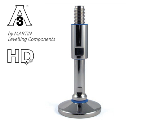 Maschinenfuß / Gelenkfuß TEKNO-HYGIENIC 3-A, Ø 60 mm Edelstahl, M16 x 190 mm