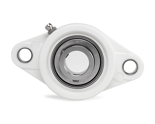 MOVET® 2-hole flange bearing NFL 207, housing white, MUC stainless steel, Ø 35 mm