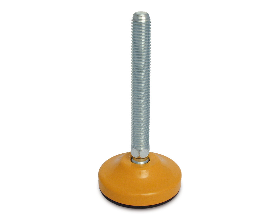 Maschinenfuß / Gelenkfuß MASSIV Stahl, Ø 65 mm, M14 x 100 mm, gelb, NBR