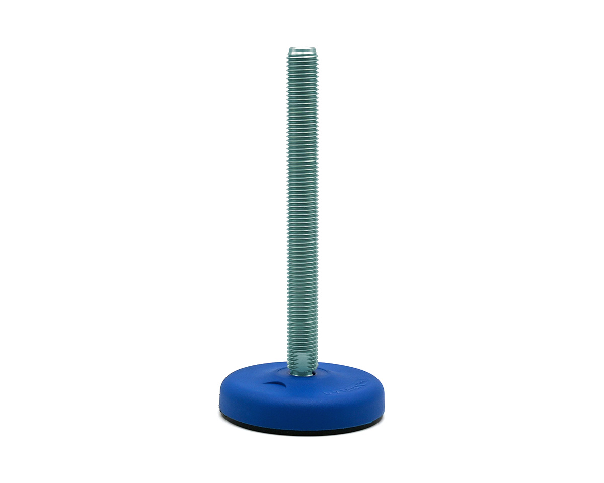 Maschinenfuß / Gelenkfuß ECO30 PA blau, Ø 83 mm, M16 x 100 mm Stahl, Bohrungen, NBR