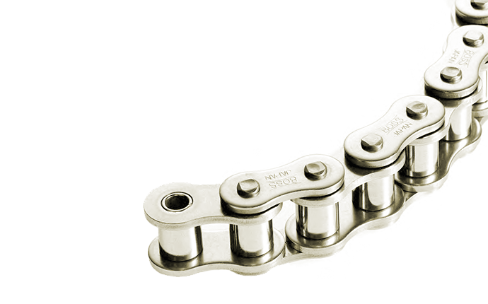 Roller chain 06 B-2, 3/8" x 7/32", nickel plated, Duplex, DIN 8187, pack 5 M.
