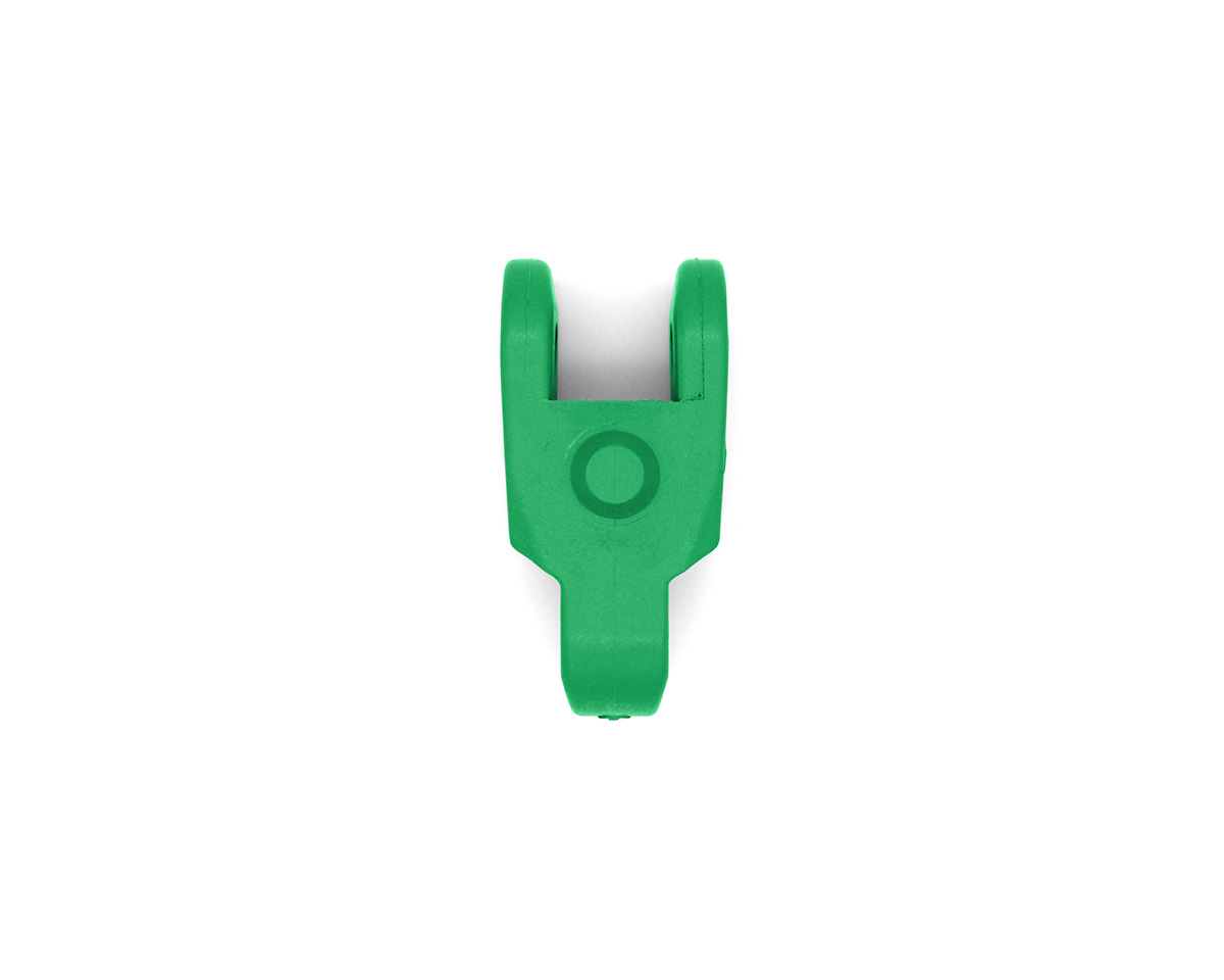 Mitnehmerglied für Knochenkette 2500, PBT, Grün, Teilung 63, 55 mm, Ø17 mm, Höhe 5 mm