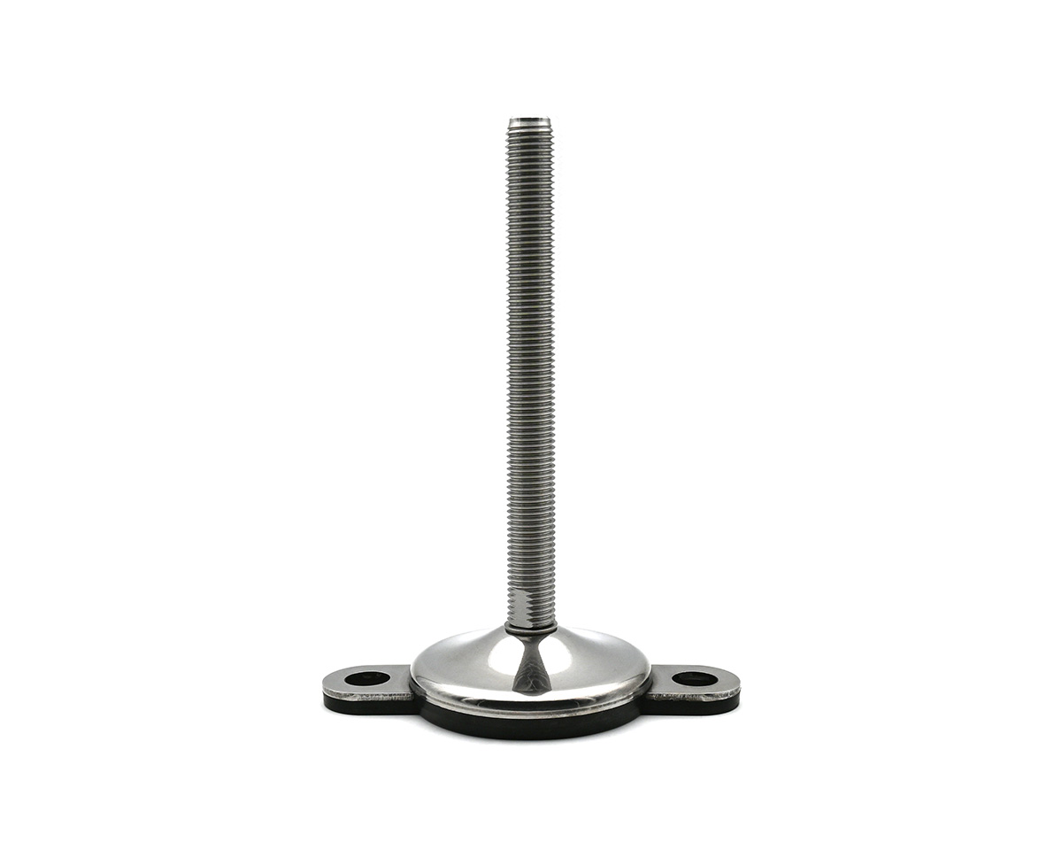 Levelling foot VULCANIZED stainless steel, Ø 80 mm, M24 x 75 mm, 2 Lugs, NBR