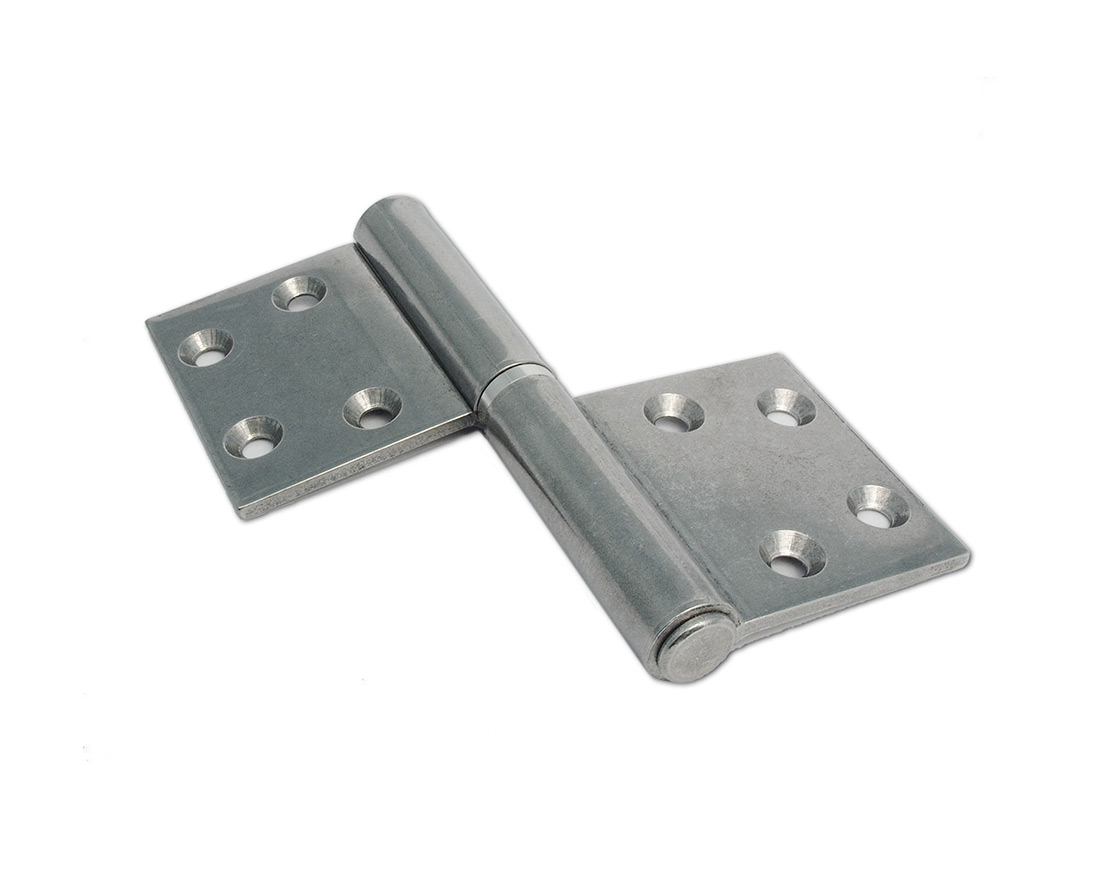 Scharnier Edelstahl, gerollt 112 x 95 x 3, Bohrungsabstand 26 / 18, 5 mm, Bohrung 5 mm, aushebbar