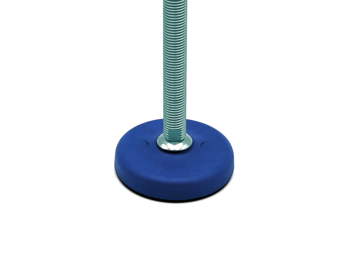 Element 2 von 3 (Bild) – Maschinenfuß / Gelenkfuß ECO16 PA blau, Ø 123 mm, M20 x 100 mm Stahl, Bohrungen, NBR