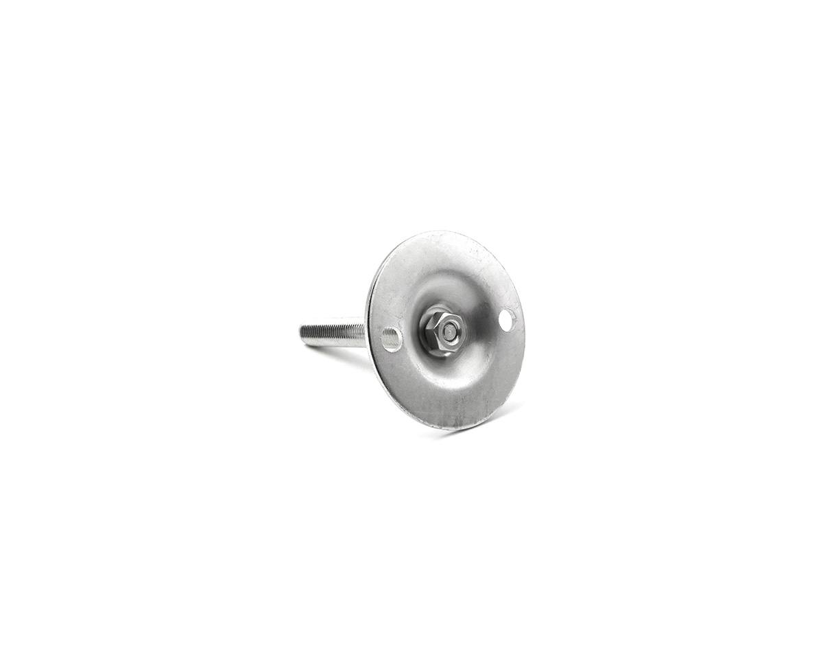 Element 2 von 2 (Bild) – Maschinenfuß / Gelenkfuß BLECHTELLER Edelstahl, Ø 85 mm, M16 x 150 mm, Bohrungen