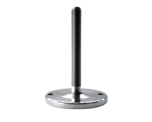 Maschinenfuß / Stellfuß MASSIV Edelstahl, Ø 120 mm, M24 x 200 mm, Bohrungen, NBR