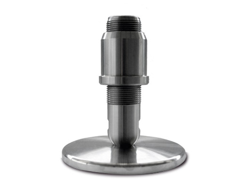 Gelenkfuß TEKNOTANK, Ø 120 mm, 1 1/4" x 150 mm Edelstahl, Verstellweg 85 mm