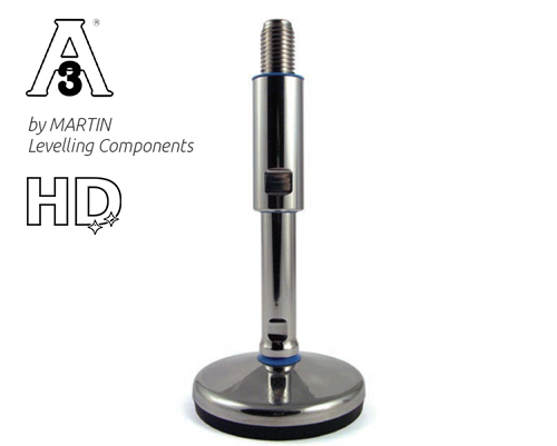 Levelling foot TEKNO-HYGIENIC 3-A, Ø 150 mm Stainless steel, M24 x 190 mm, NBR