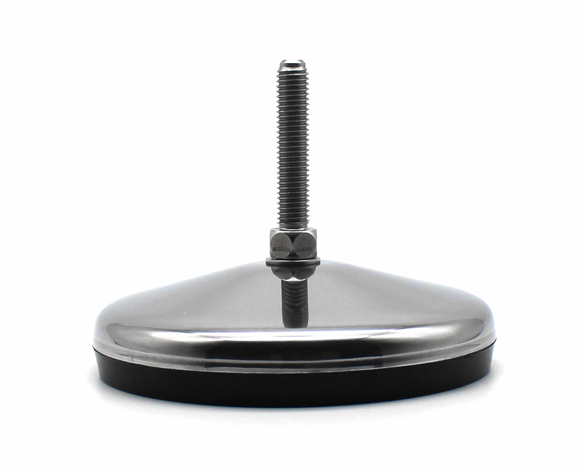 Stellfuß mit Gelenk VULCANIZED Edelstahl Sonderfuß, Ø 120 mm, M10 x 50 mm Edelstahl, Antirutsch NBR schwarz