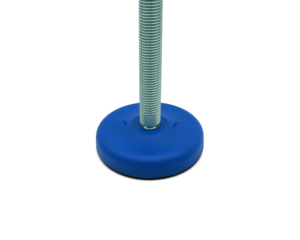 Element 2 von 3 (Bild) – Maschinenfuß / Gelenkfuß ECO30 PA blau, Ø 103 mm, M20 x 150 mm Stahl, Bohrungen, NBR