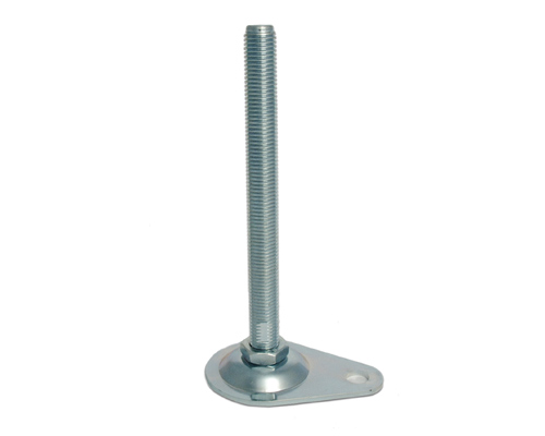 Maschinenfuß / Gelenkfuß BLECHTELLER Stahl, oval Ø 65 mm, M12 x 150 mm, Fix Mutter, Bohrung, NBR