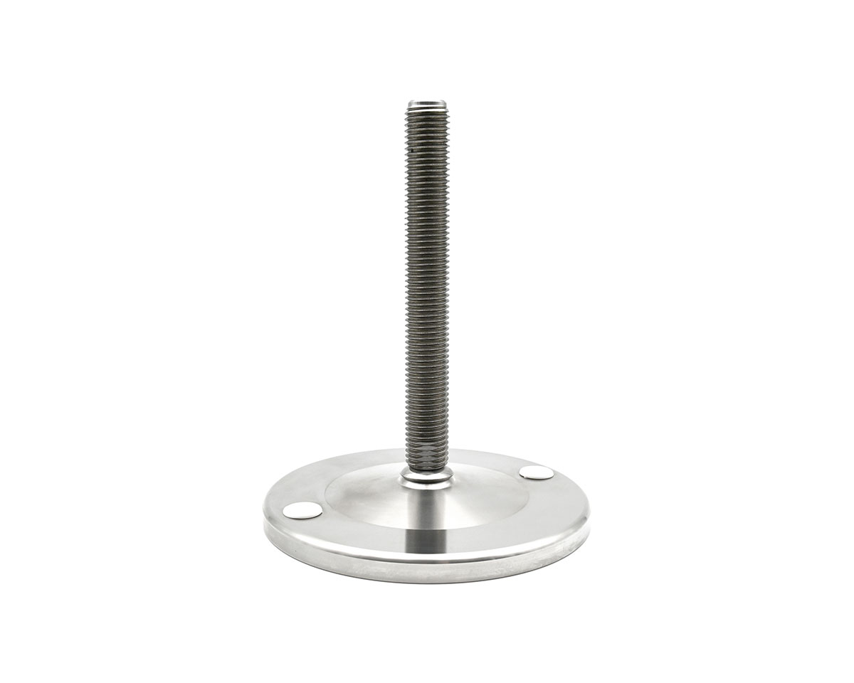 Maschinenfuß / Gelenkfuß MASSIV Edelstahl, Ø 150 mm, M20 x 175 mm, Bohrungen, NBR