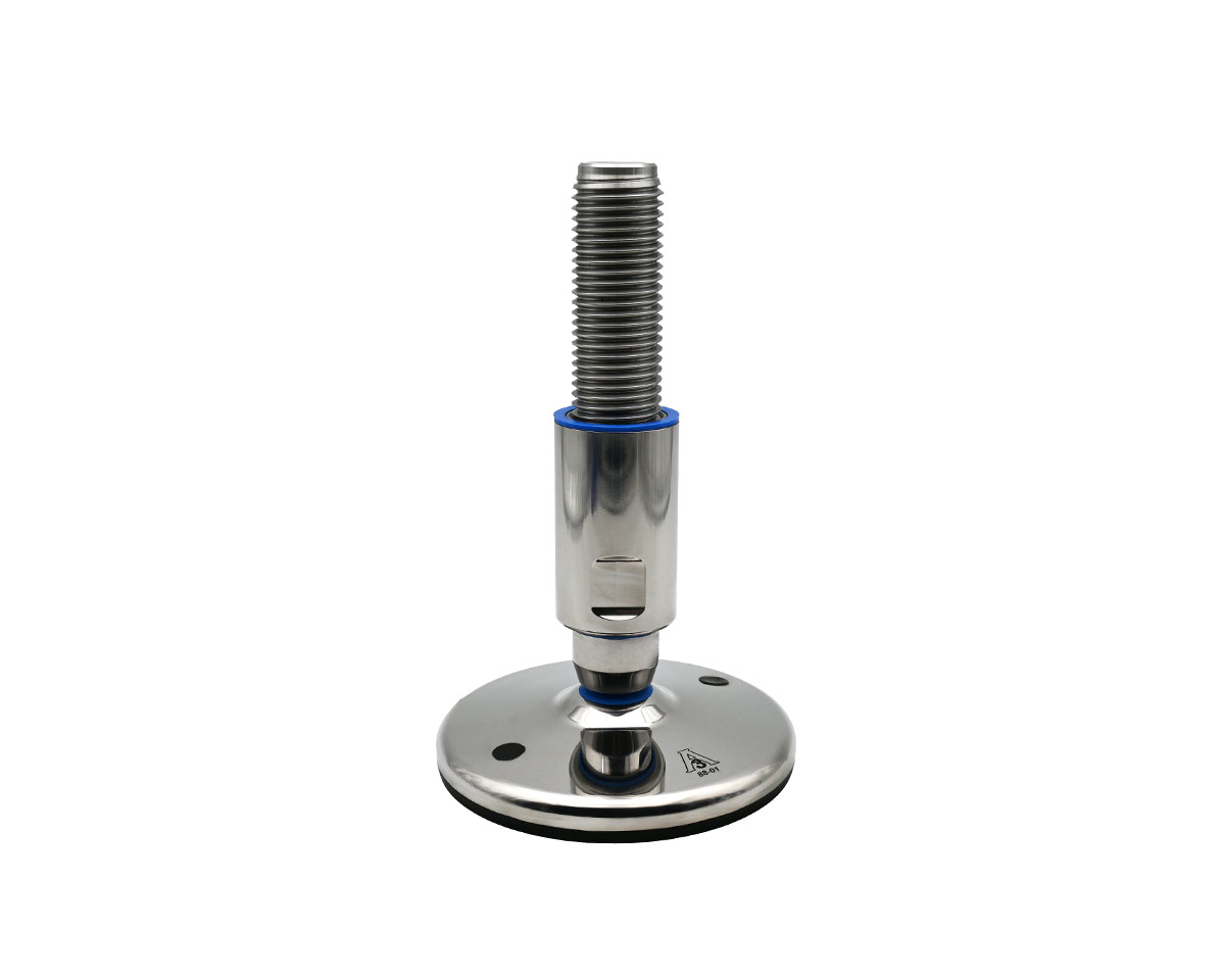 Element 2 of 4 (image) – Levelling foot TEKNO-HYGIENIC 3-A, Ø 100 mm Stainless steel, M24 x 140 mm, Drills, NBR