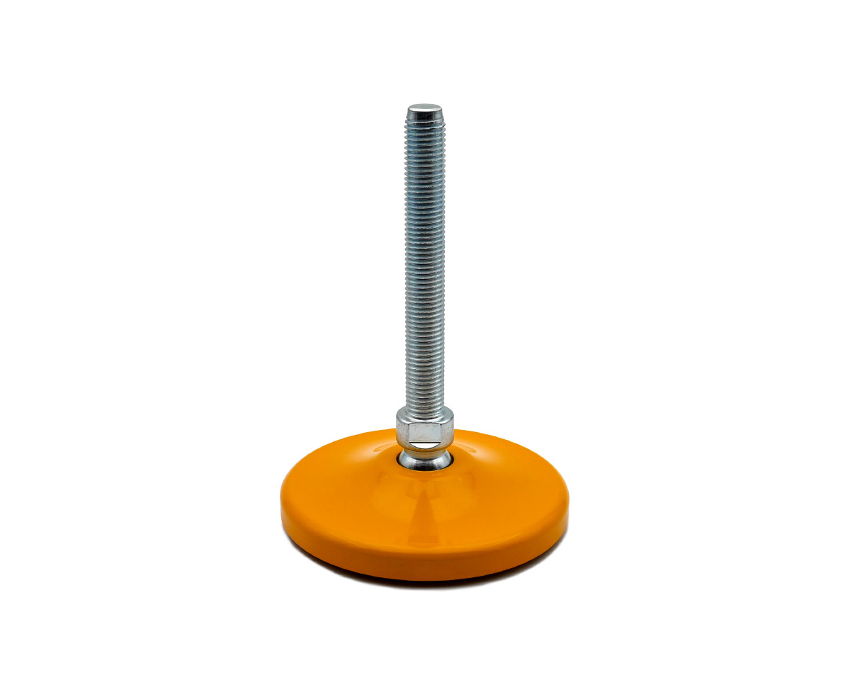 Maschinenfuß / Gelenkfuß MASSIV Stahl, Ø 120 mm, M30 x 125 mm, gelb, NBR