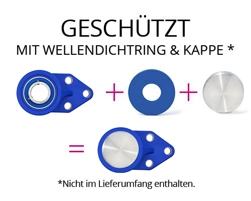 Element 4 von 4 (Bild) – MOVET® Blue Hygiene 3-Loch Flanschlager FBL 204, Gehäuse blau, MB Edelstahl, Ø 20 mm