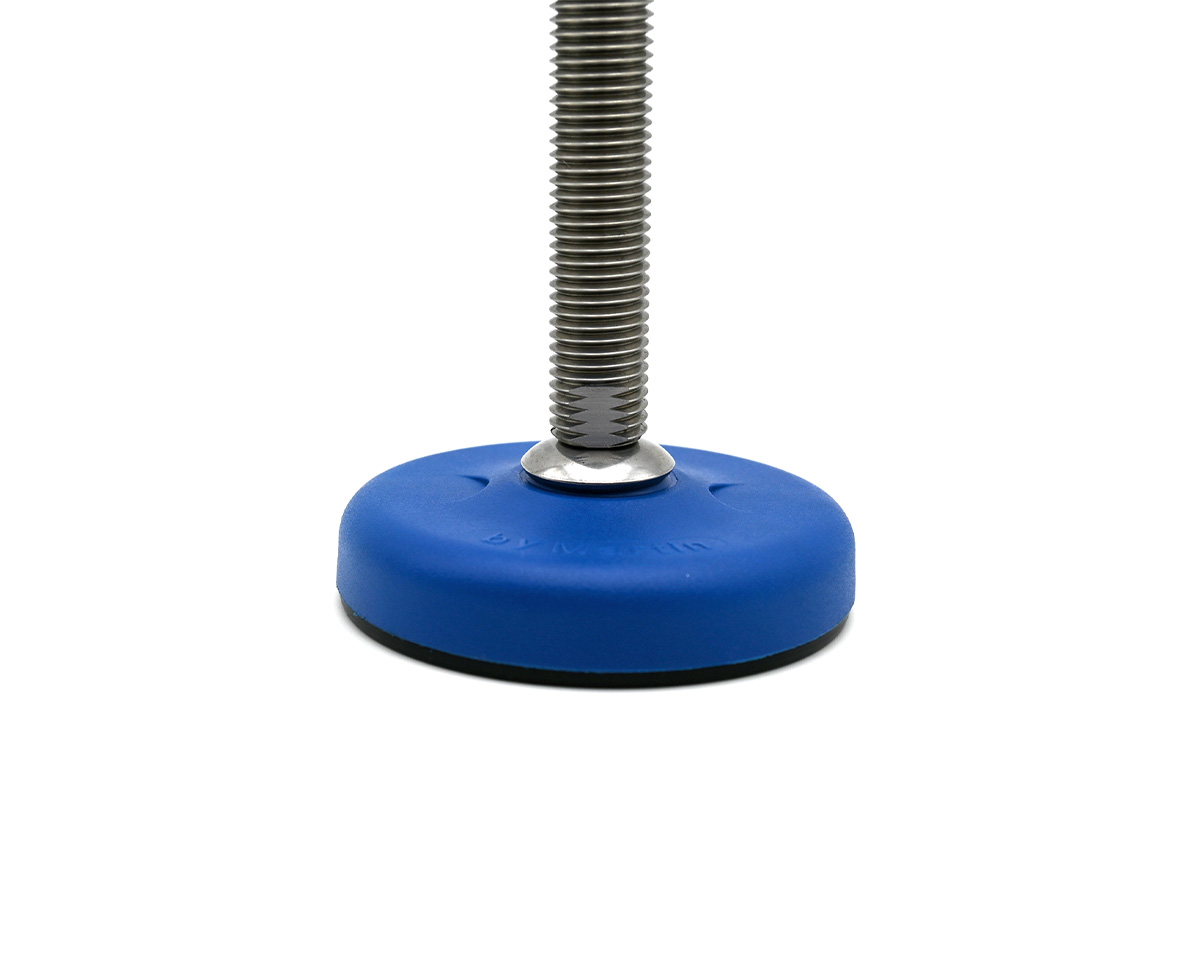 Element 2 von 3 (Bild) – Maschinenfuß / Gelenkfuß ECO16 PA blau, Ø 83 mm, M24 x 150 mm Edelstahl, Bohrungen, NBR