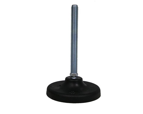 Maschinenfuß / Gelenkfuß Kunststoff PA, Ø 123 mm, M20 x 125 mm Stahl verzinkt, Durchschlagsbohrungen Ø 12, 5 mm