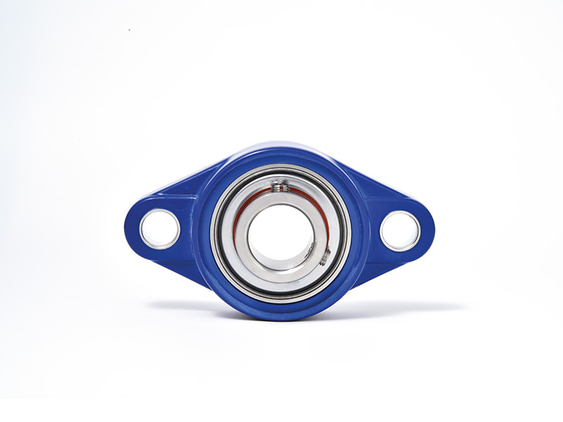 MOVET® Blue Hygiene 2-Loch Flanschlager LNFL 203, Gehäuse blau, MB Edelstahl, Ø 17 mm