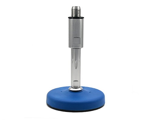 Maschinenfuß / Gelenkfuß TEKNOCLEAN, PA blau Ø 123 mm, M24 x 150 mm Edelstahl, Verstellweg 65 mm, Durchschlagsbohrungen Ø