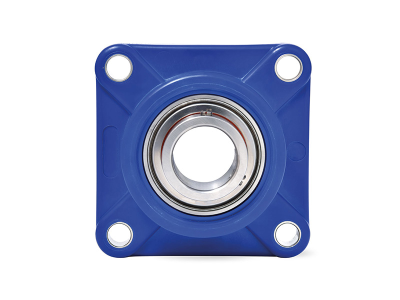 MOVET® Waterproof IP69K Hygiene 4-Loch Flanschlager FPLW 203, Gehäuse blau, MB Edelstahl, Ø 17 mm