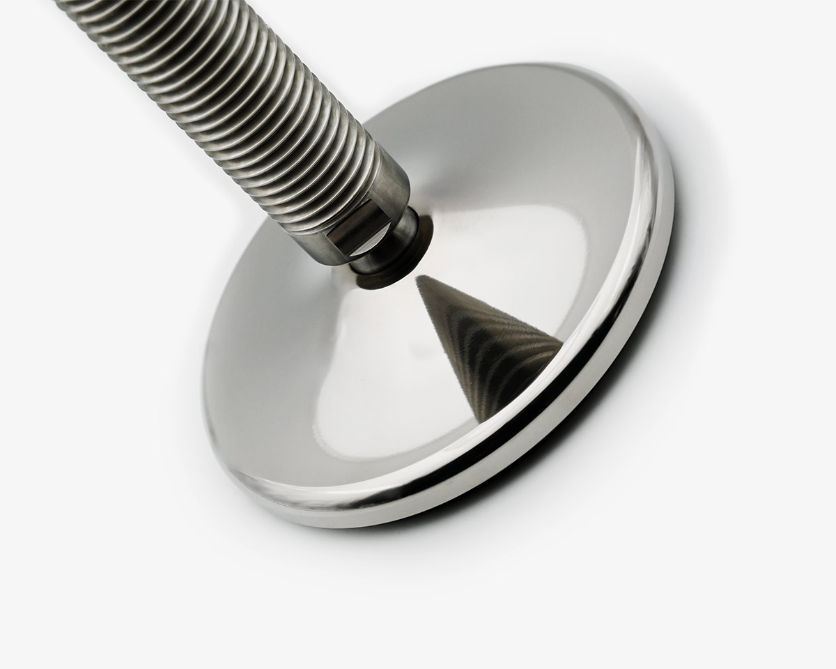 Element 2 von 3 (Bild) – Maschinenfuß / Gelenkfuß MASSIV Edelstahl, Ø 159 mm, M24 x 75 mm, NBR