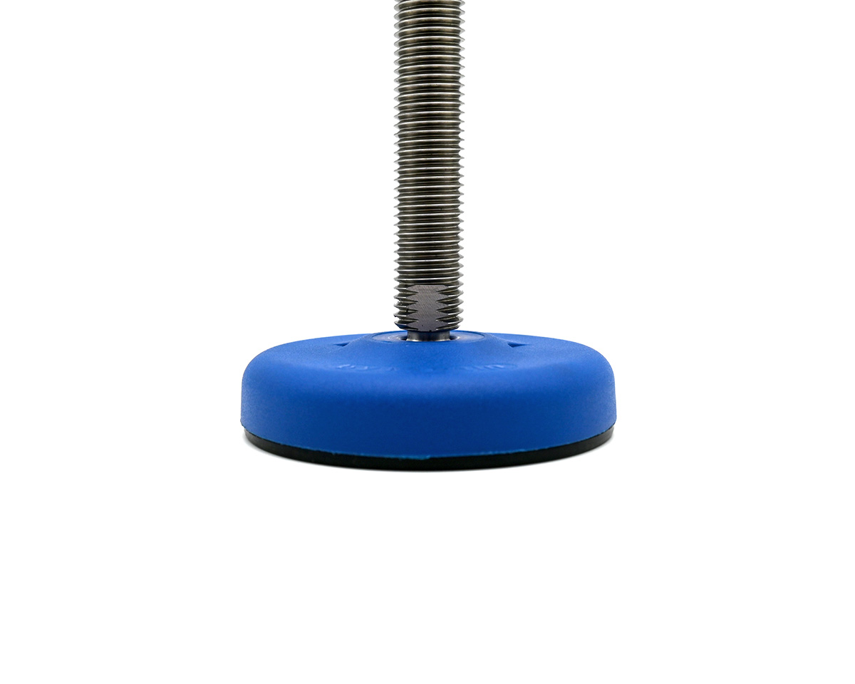 Element 3 von 3 (Bild) – Maschinenfuß / Gelenkfuß ECO30 PA blau, Ø 83 mm, M12 x 150 mm Edelstahl, Bohrungen, NBR