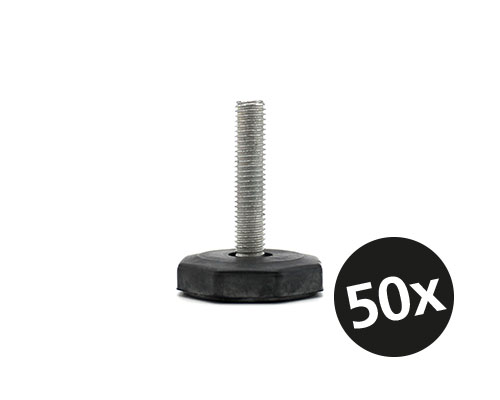 Element 1 von 2 (Bild) – Maschinenfuß / Stellfuß MINI, Ø 38 mm, M10 x 35 mm Stahl, NBR, VPE 50 St