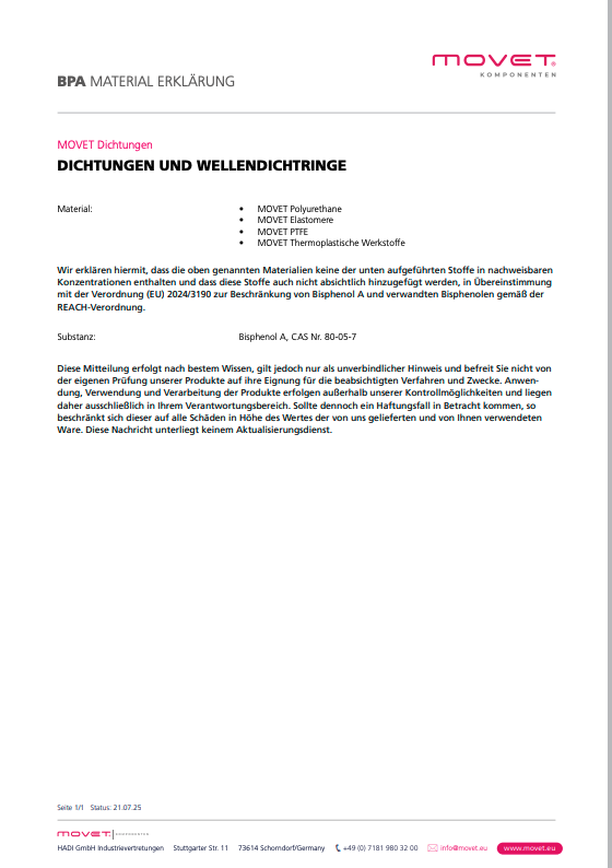 BPA Dichtungen und Wellendichtringe