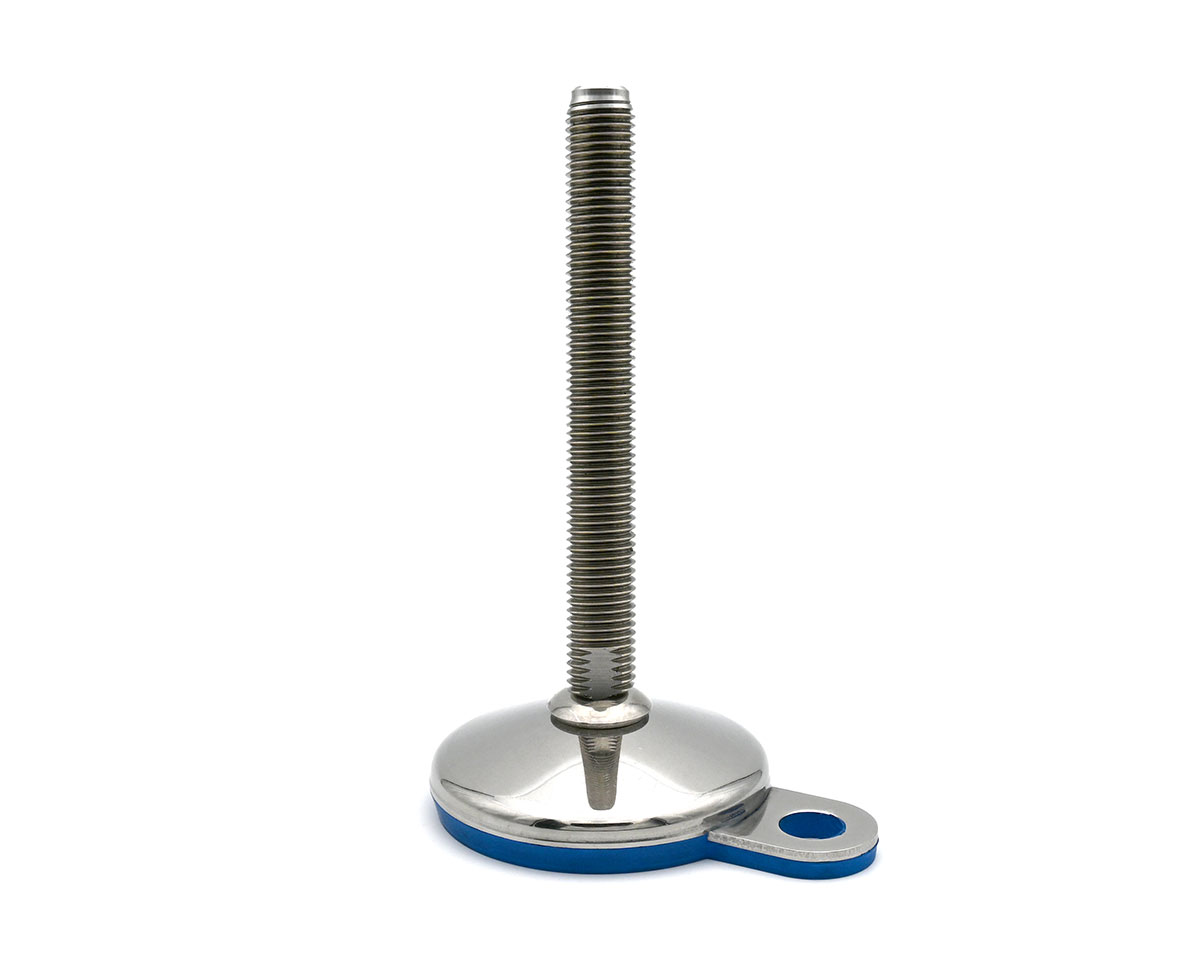 Maschinenfuß / Gelenkfuß VULCANIZED Edelstahl, Ø 80 mm, M12 x 100 mm, Hygiene, Lasche, EPDM