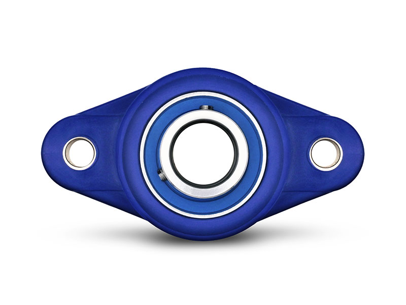 MOVET® Waterproof IP69K 2-hole flange bearing NFLW 206, housing blue, MB stainless steel, Ø 30 mm