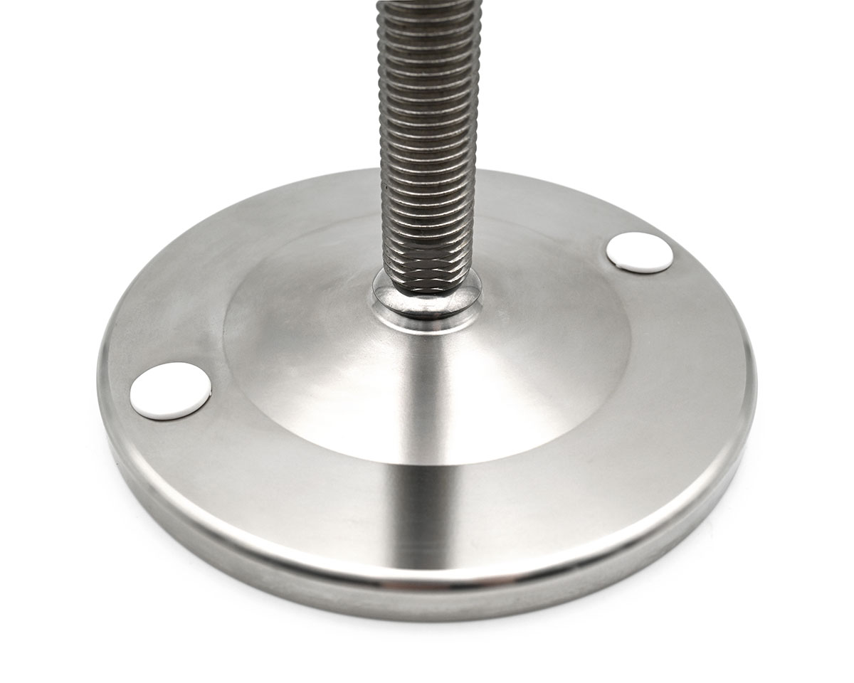 Element 2 von 2 (Bild) – Maschinenfuß / Gelenkfuß MASSIV Edelstahl, Ø 150 mm, M20 x 175 mm, Bohrungen, NBR