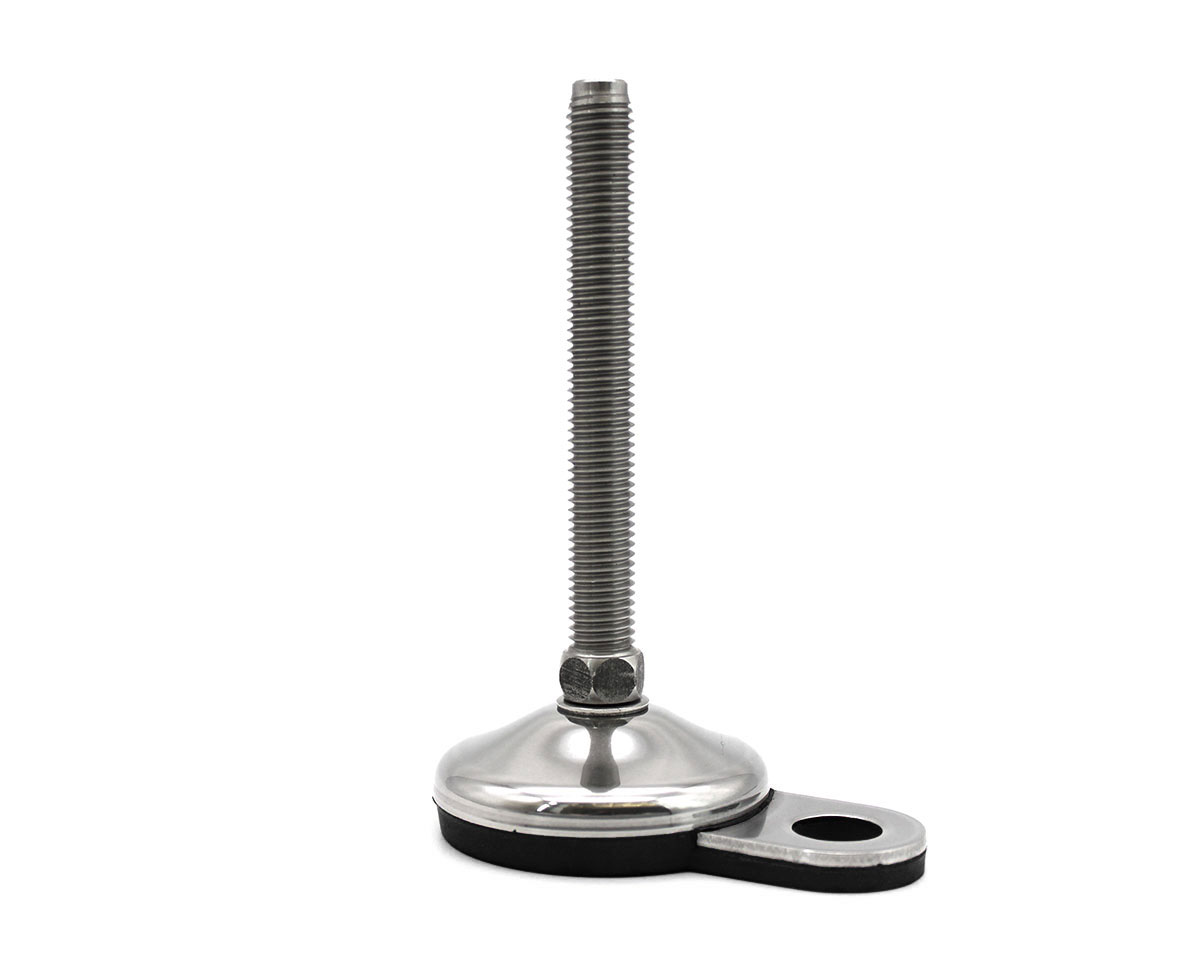 Maschinenfuß / Gelenkfuß VULCANIZED Edelstahl, Ø 60 mm, M12 x 100 mm, Lasche, NBR