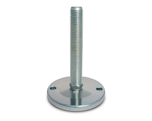 Maschinenfuß / Stellfuß MASSIV Stahl, Ø 150 mm, M24 x 200 mm, Bohrungen, NBR