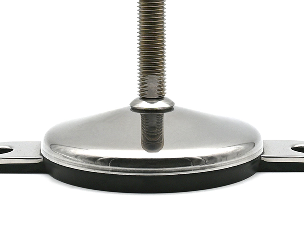 Element 2 von 2 (Bild) – Maschinenfuß / Gelenkfuß VULCANIZED Edelstahl, Ø 60 mm, M10 x 100 mm, Hygiene, 2 Laschen, NBR