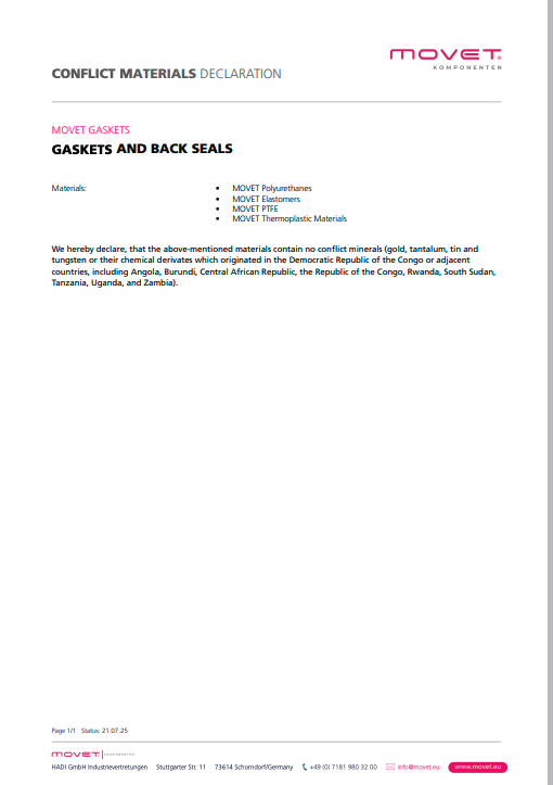 Conflict Material Gaskets and Back Seals