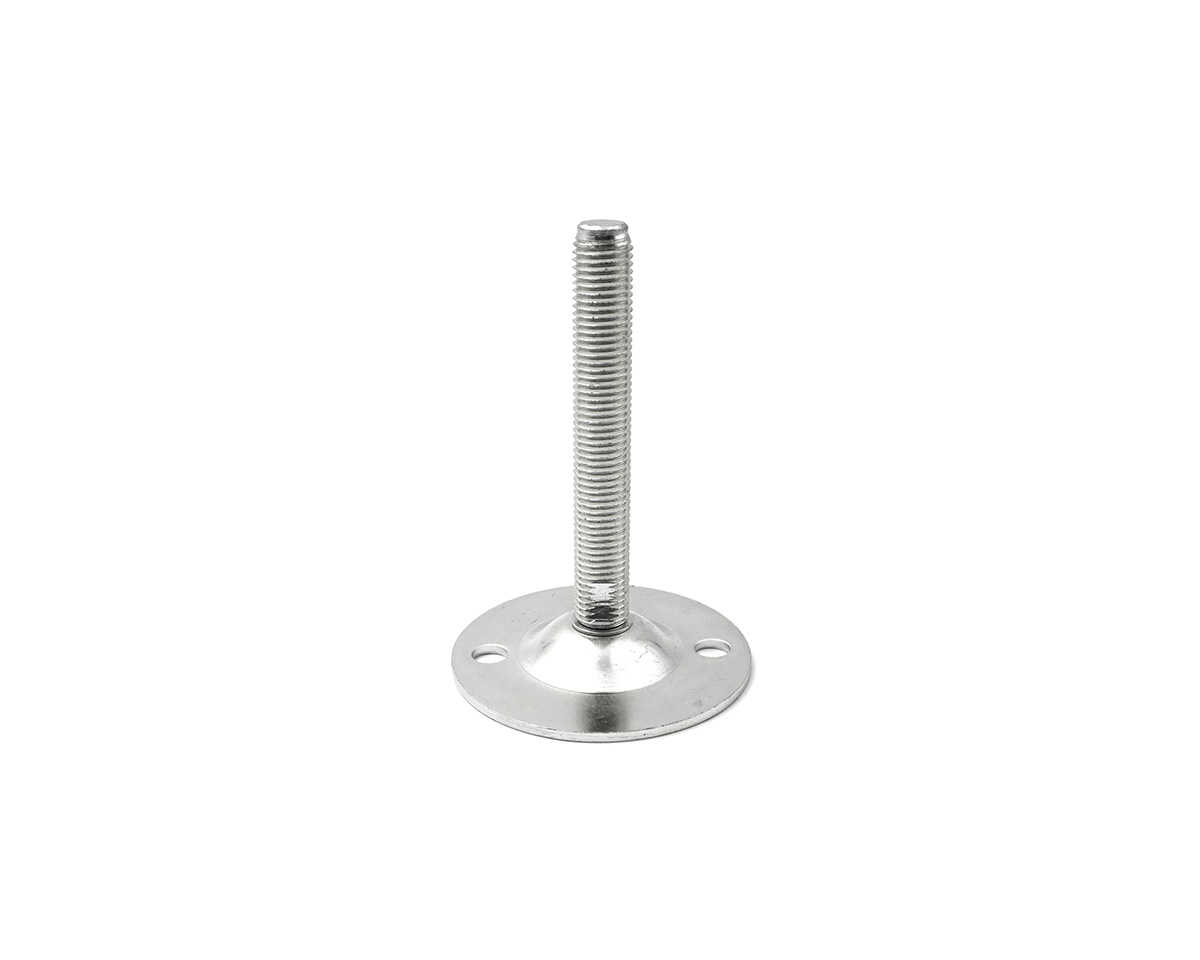 Maschinenfuß / Gelenkfuß BLECHTELLER Edelstahl, Ø 85 mm, M16 x 100 mm, Bohrungen