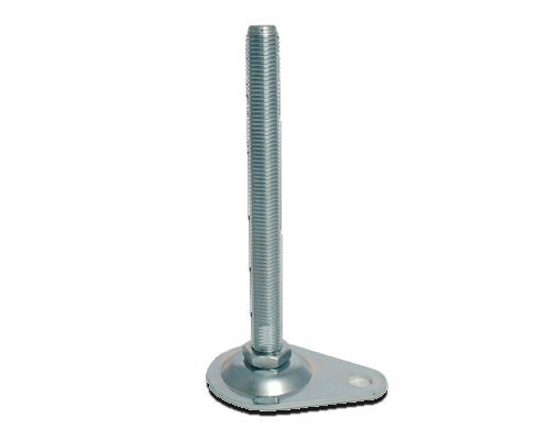 Maschinenfuß / Gelenkfuß BLECHTELLER Stahl, oval Ø 65 mm, M16 x 200 mm, Fix Mutter, Bohrung, NBR