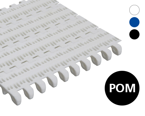 Modular belt 50-806 perforated flat top, 25 % flow, p=50  POM natural, blue, FDA, USDA, FSIS